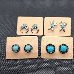 4 Pairs of Stud Earrings- Western Boho Designs